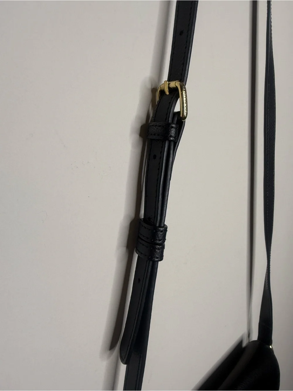 Vera Bradley Black Pebbled Leather Crossbody with Gold Logo